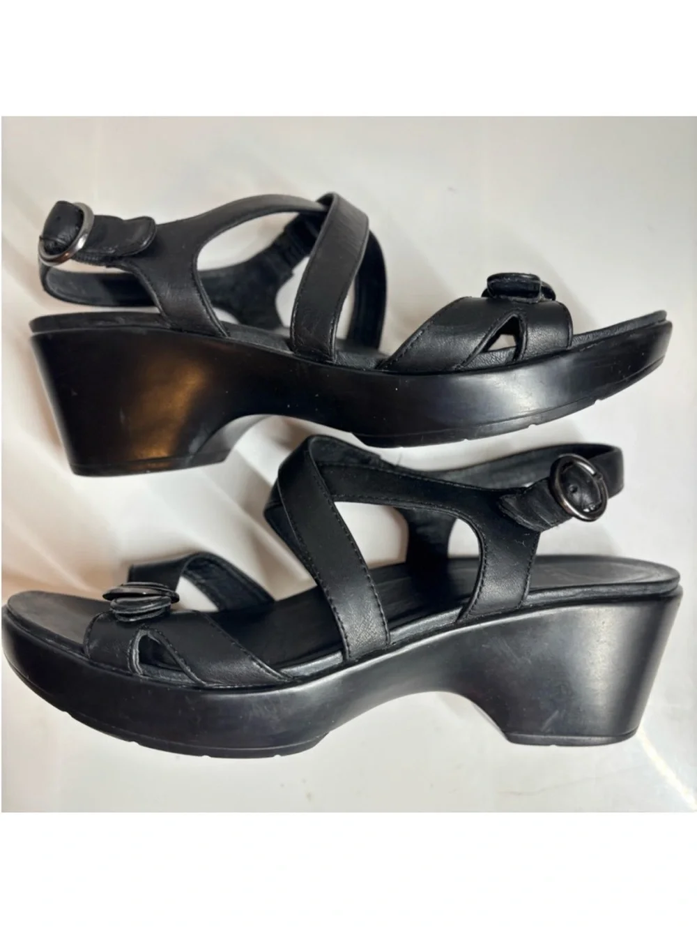 Dansko Women's Julie Black Full Grain Leather Slingback Sandals Size 7.5